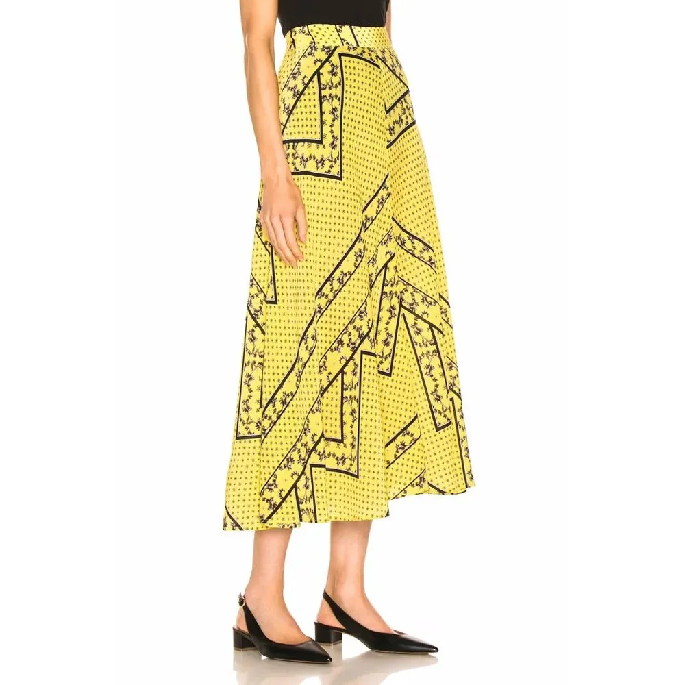 Ganni Silk Mix Maxi Skirt in Minion Yellow ASO Emily in Paris